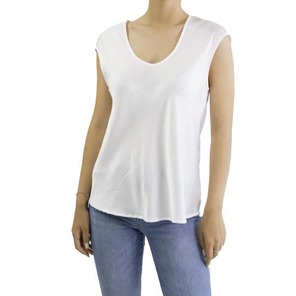Blusa tinta unita con scollo a V